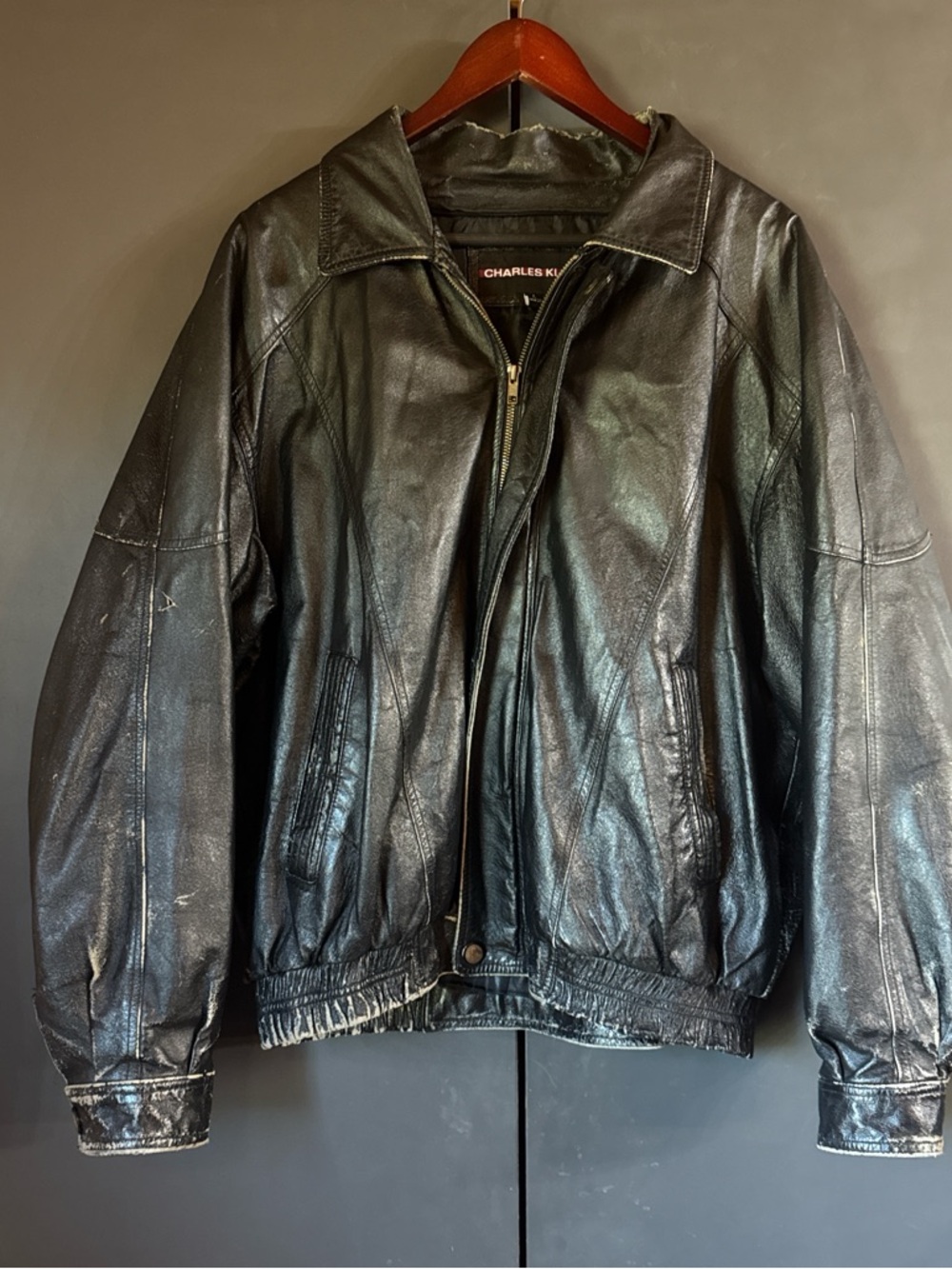 Charles Klein Leather Bomber Jacket